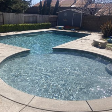 Clean pool serviced by EZ Pools in Manteca